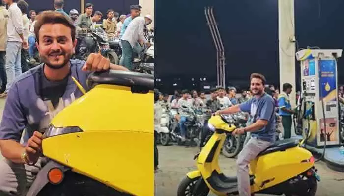 బంక్ వద్ద క్యూ..ట్రోల్ చేసిన ఎలక్ట్రిక్ బైకర్, వీడియో వైరల్ బంక్ వద్ద క్యూ..ట్రోల్ చేసిన ఎలక్ట్రిక్ బైకర్, వీడియో వైరల్