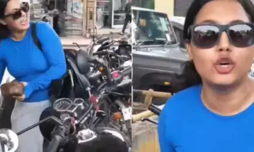 ఒక్క త‌ప్పిదం.. బుల్లెట్ బైక్ ను తుక్కు తుక్కు చేసిన లేడీ
