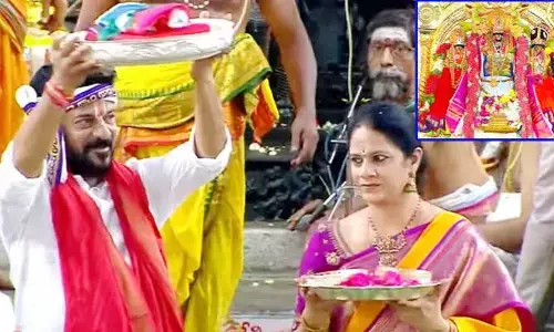 ఘనంగా జగధబిరాముడి కల్యాణం.. పట్టువస్త్రాలు సమర్పించిన సీఎం రేవంత్ దంపతులు