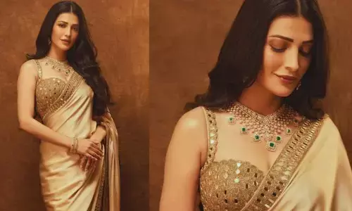 Shruti Haasan: గోల్డ్ కలర్ సిల్క్ శారీలో ఆ అందాలతో ఆకట్టుకుంటున్న శృతిహాసన్
