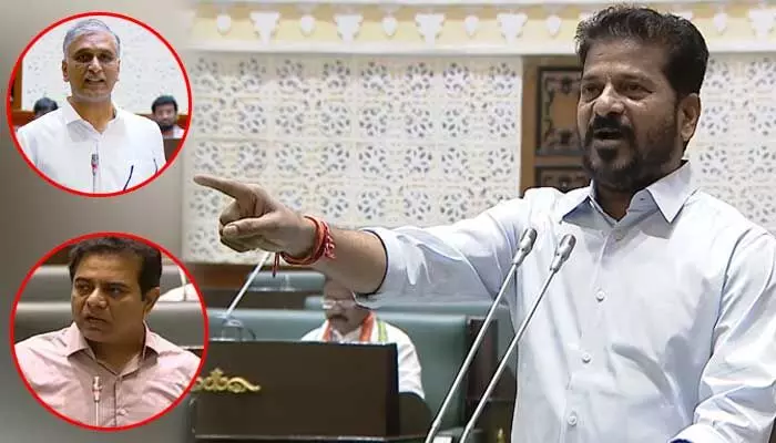 కేటీఆర్, హరీశ్ రావు మధ్య గొడవ!.. అసెంబ్లీలో రేవంత్ రెడ్డి హాట్ కామెంట్స్ కేటీఆర్, హరీశ్ రావు మధ్య గొడవ!.. అసెంబ్లీలో రేవంత్ రెడ్డి హాట్ కామెంట్స్