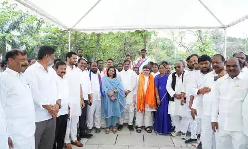 లేక్ వ్యూ పార్క్‌లో 16 అడుగుల ఎత్తులో పూలే విగ్రహాలు