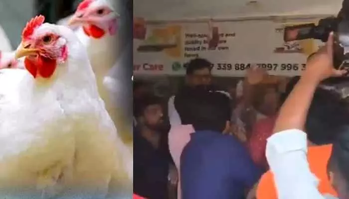 ‘బంద్’ వేళ చికెన్ షాప్ తెరుస్తావా ? యజమానిపై దాడి ! ‘బంద్’ వేళ చికెన్ షాప్ తెరుస్తావా ? యజమానిపై దాడి !