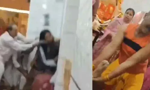 బాలాజీ ఆలయంలో అమానుషం..మహిళ‌ల జుట్టు ప‌ట్టుకుని !