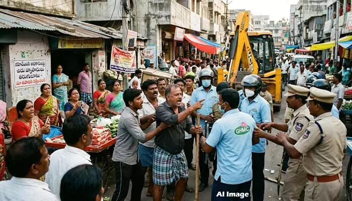 మోండా మార్కెట్లో ఉద్రిక్త పరిస్థితి: రణరంగంగా మారిన పోలీస్ స్టేషన్ పరిసరాలు మోండా మార్కెట్లో ఉద్రిక్త పరిస్థితి: రణరంగంగా మారిన పోలీస్ స్టేషన్ పరిసరాలు