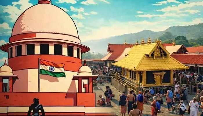శబరిమల కేసుపై సుప్రీంకోర్టులో తుది విచారణ షురూ: 9 మంది న్యాయమూర్తుల బెంచ్ కీలక సమీక్ష! శబరిమల కేసుపై సుప్రీంకోర్టులో తుది విచారణ షురూ: 9 మంది న్యాయమూర్తుల బెంచ్ కీలక సమీక్ష!