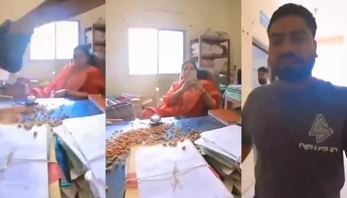 ఈ బాదం తిని నా ఫైల్ ఎక్కడ పెట్టావో గుర్తుకు తెచ్చుకో.. మహిళా ఆఫీసర్కు వ్యక్తి వింత నిరసన వైరల్ ఈ బాదం తిని నా ఫైల్ ఎక్కడ పెట్టావో గుర్తుకు తెచ్చుకో.. మహిళా ఆఫీసర్కు వ్యక్తి వింత నిరసన వైరల్