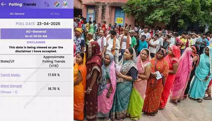 పోలింగ్ సమరం.. ఉదయం 11 గంటలకు బెంగాల్లో 41%, తమిళనాడులో 37% పోలింగ్! పోలింగ్ సమరం.. ఉదయం 11 గంటలకు బెంగాల్లో 41%, తమిళనాడులో 37% పోలింగ్!