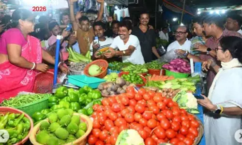 బెంగాల్ ఎన్నికల వేళ మార్కెట్‌లో పండ్లు, కూరగాయలు కొంటూ దీదీ సందడి