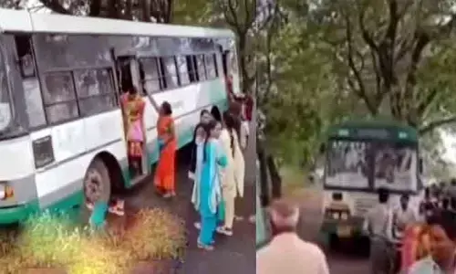 ఏపీఎస్ ఆర్టీసీ బస్సుకు తప్పిన పెను ప్రమాదం