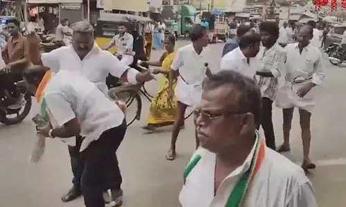 తమిళనాడులో రణరంగం.. వెన్నుపోటు పొడిచారని కాంగ్రెస్ కార్యకర్తలపై డీఎంకే దాడి