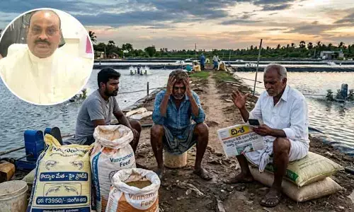 రొయ్యల ఫీడ్ ధరల పెంపుపై మంత్రి అచ్చెన్న ఫైర్.. భీమవరంలో ఆక్వా రైతుల ఆందోళన
