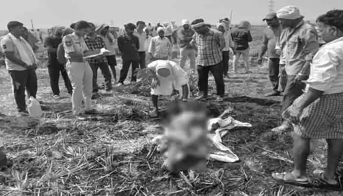 చేనులో మంట‌లు ఆర్పే క్ర‌మంలో నిప్పంటుకొని రైతు మృతి