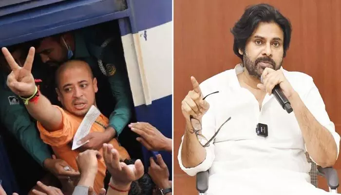 హక్కుల కోసం పోరాడటం నేరమా? బంగ్లాదేశ్ హిందూ సాధువుకి బెయిల్ నిరాకరణపై పవన్ కల్యాణ్ ఫైర్! హక్కుల కోసం పోరాడటం నేరమా? బంగ్లాదేశ్ హిందూ సాధువుకి బెయిల్ నిరాకరణపై పవన్ కల్యాణ్ ఫైర్!