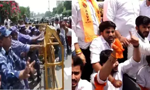 నీట్ పేపర్ లీక్... ఏబీవీపీ ఆందోళనతో రణరంగంగా మారిన NTA ఆఫీస్‌ పరిసరాలు