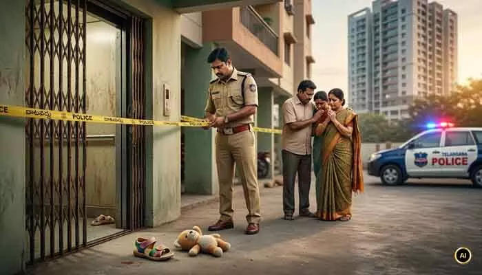 Tragedy: గచ్చిబౌలిలో తీవ్ర విషాదం.. లిఫ్ట్లో చిక్కుకుని ఐదేళ్ల చిన్నారి మృతి Tragedy: గచ్చిబౌలిలో తీవ్ర విషాదం.. లిఫ్ట్లో చిక్కుకుని ఐదేళ్ల చిన్నారి మృతి