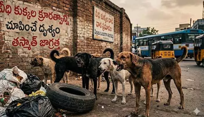 విశాఖలో ఘోరం.. చిన్నారిపై 10 కుక్కల దాడి చేసి చెవి కొరికేసిన వైనం విశాఖలో ఘోరం.. చిన్నారిపై 10 కుక్కల దాడి చేసి చెవి కొరికేసిన వైనం