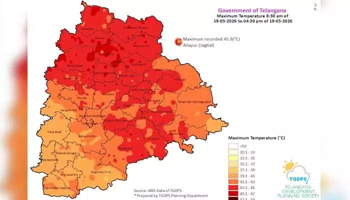 నిప్పుల కొలిమిలా తెలంగాణ.. కొరుట్లలో 45.9 డిగ్రీల రికార్డు ఉష్ణోగ్రత నమోదు నిప్పుల కొలిమిలా తెలంగాణ.. కొరుట్లలో 45.9 డిగ్రీల రికార్డు ఉష్ణోగ్రత నమోదు