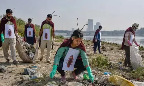 ‘కాక్రోచ్ జనతా పార్టీ’.. బొద్దింకల వేషధారణలో యమునా నది ప్రక్షాళన.. ఢిల్లీ యువత వినూత్న నిరసన