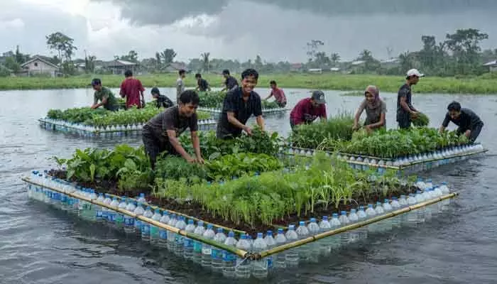 ప్లాస్టిక్ వ్యర్థాలతో ఫ్లోటింగ్ వెజిటబుల్ బెడ్స్.. అక్కడి యువత చేస్తున్న అద్భుతం ఇదే.. ప్లాస్టిక్ వ్యర్థాలతో ఫ్లోటింగ్ వెజిటబుల్ బెడ్స్.. అక్కడి యువత చేస్తున్న అద్భుతం ఇదే..
