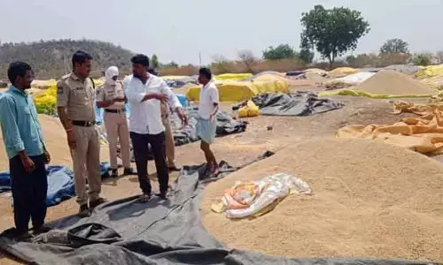 కొనుగోలు కేంద్రం నుంచి వరి ధాన్యం చోరీ