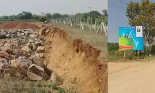 బట్టర్‌ ఫ్లై సిటీకి షోకాజ్.. జీపీకి ఇచ్చిన ల్యాండ్‌లో మట్టి తవ్వకాలు