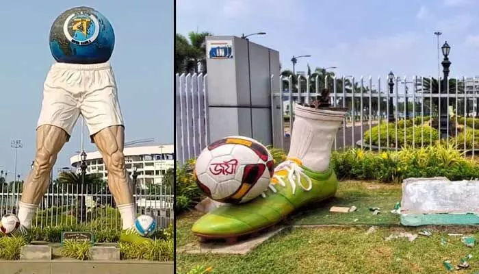 ఏళ్ల వివాదానికి ఫుల్ స్టాప్.. మమతా బెనర్జీ డిజైన్ చేసిన వింత ఫుట్బాల్ విగ్రహం కూల్చివేత ఏళ్ల వివాదానికి ఫుల్ స్టాప్.. మమతా బెనర్జీ డిజైన్ చేసిన వింత ఫుట్బాల్ విగ్రహం కూల్చివేత