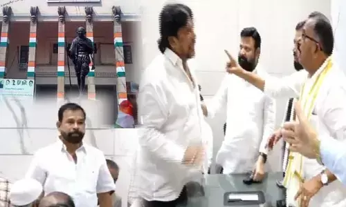గాంధీ భవన్‍లో గొడవ.. మల్లురవితో కార్పొరేటర్ల వాగ్వాదం