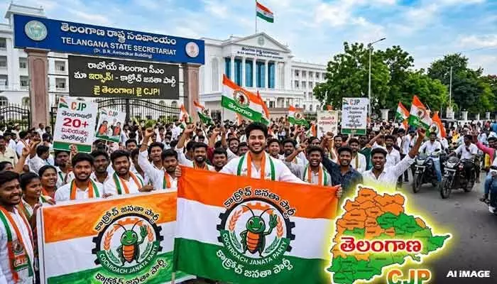 తెలంగాణను చుట్టేస్తున్న కాక్రోచ్ జనతా పార్టీ.. రాష్ట్ర వ్యాప్తంగా ఎమ్మెల్యే అభ్యర్థులు! తెలంగాణను చుట్టేస్తున్న కాక్రోచ్ జనతా పార్టీ.. రాష్ట్ర వ్యాప్తంగా ఎమ్మెల్యే అభ్యర్థులు!
