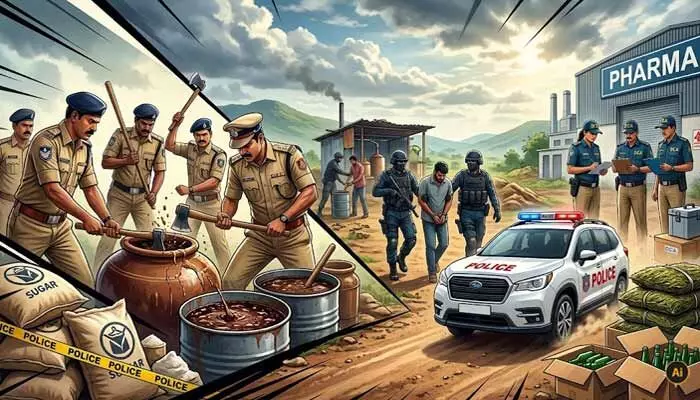 మత్తు మహమ్మారిపై ఉక్కుపాదం: 20 రోజుల్లో 1,218 నాటుసారా కేసులు నమోదు మత్తు మహమ్మారిపై ఉక్కుపాదం: 20 రోజుల్లో 1,218 నాటుసారా కేసులు నమోదు