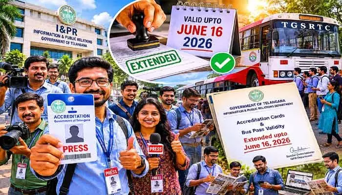 జర్నలిస్టులకు అలర్ట్.. బస్ పాస్లు, అక్రిడిటేషన్ కార్డుల గడువు పొడిగింపు జర్నలిస్టులకు అలర్ట్.. బస్ పాస్లు, అక్రిడిటేషన్ కార్డుల గడువు పొడిగింపు