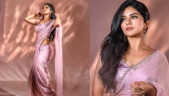 పింక్ శారీలో హాట్ యాంగిల్స్లో అదరగొట్టిన మేఘా శెట్టి పింక్ శారీలో హాట్ యాంగిల్స్లో అదరగొట్టిన మేఘా శెట్టి