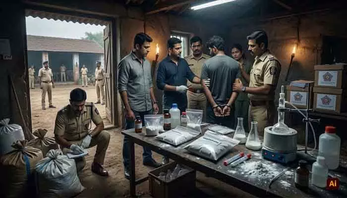 సంగారెడ్డి జిల్లాలో డ్రగ్స్ ఫ్యాక్టరీ గుట్టురట్టు.. రూ.6.5 కోట్ల ముడి పదార్థాలు సీజ్ సంగారెడ్డి జిల్లాలో డ్రగ్స్ ఫ్యాక్టరీ గుట్టురట్టు.. రూ.6.5 కోట్ల ముడి పదార్థాలు సీజ్