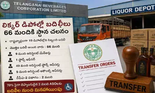 తెలంగాణ లిక్కర్ డిపోల్లో భారీ బదిలీలు.. 66 మంది ఉద్యోగులకు స్థానచలనం