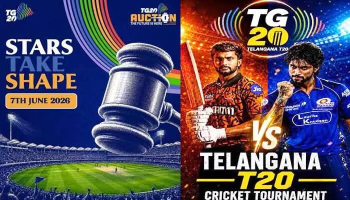 ‘రామోజీ’లో TG20 లీగ్ మెగా వేలం.. సిరాజ్, తిలక్ వర్మల కోసం ఫ్రాంచైజీల పోటీ ‘రామోజీ’లో TG20 లీగ్ మెగా వేలం.. సిరాజ్, తిలక్ వర్మల కోసం ఫ్రాంచైజీల పోటీ