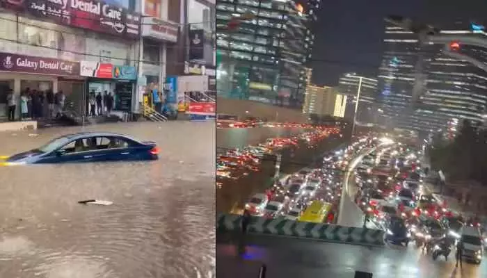 Rains: హైదరాబాద్ లో భారీ ట్రాఫిక్..మునిగిపోయిన కార్లు ! Rains: హైదరాబాద్ లో భారీ ట్రాఫిక్..మునిగిపోయిన కార్లు !