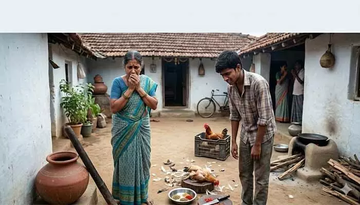 నాటు కోడి కూర కోసం వివాదం.. కొడుకు చేతిలో తండ్రి హతం నాటు కోడి కూర కోసం వివాదం.. కొడుకు చేతిలో తండ్రి హతం