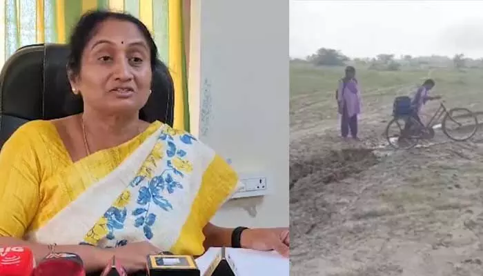 పాఠశాల మార్గం బురదమయం.. మంత్రి సవిత కీలక ప్రకటన పాఠశాల మార్గం బురదమయం.. మంత్రి సవిత కీలక ప్రకటన