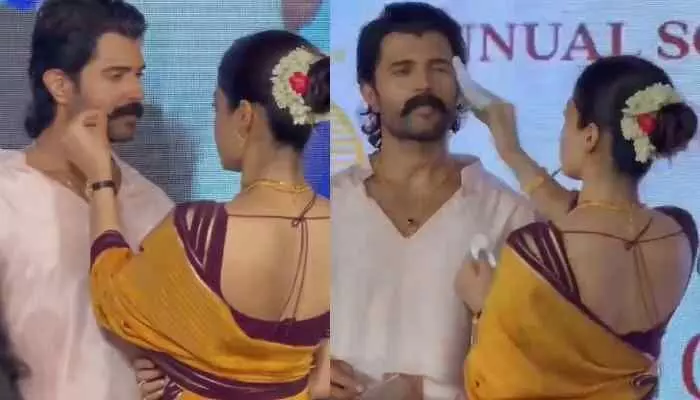 విజయ్ మీసం తిప్పిన రష్మిక..క్యూట్ వీడియో వైరల్ విజయ్ మీసం తిప్పిన రష్మిక..క్యూట్ వీడియో వైరల్
