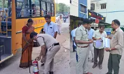కూకట్‌పల్లిలో ప్రైవేట్ స్కూల్ బస్సులు తనిఖీ చేసిన రవాణా శాఖ అధికారులు