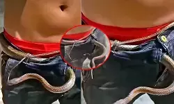 వామ్మో.. ఇదేం పిచ్చి సాహసం బాబోయ్.. పామును బెల్టులా చుట్టి కెమెరాకు ఫోజులు! వామ్మో.. ఇదేం పిచ్చి సాహసం బాబోయ్.. పామును బెల్టులా చుట్టి కెమెరాకు ఫోజులు!