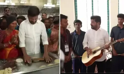 గిటార్ వాయించి.. పూరీలు చేసి! తెలంగాణ పబ్లిక్ స్కూల్ ప్రారంభోత్సవంలో ఆసక్తికర దృశ్యాలు