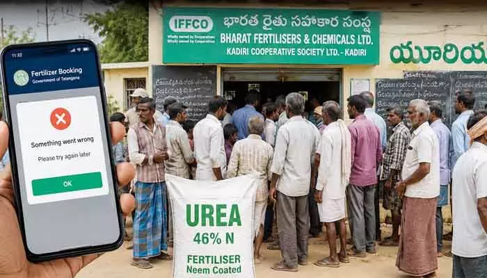 యూరియా కోసం అన్నదాతల తండ్లాట.. యాప్ ఓపెన్ కాక తీరొక్క అవస్థలు! యూరియా కోసం అన్నదాతల తండ్లాట.. యాప్ ఓపెన్ కాక తీరొక్క అవస్థలు!