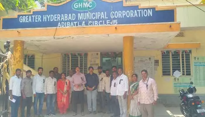 రెవెన్యూ అధికారులపై దాడిని ఖండిస్తూ ఆదిభట్ల సర్కిల్ అధికారుల నిరసన రెవెన్యూ అధికారులపై దాడిని ఖండిస్తూ ఆదిభట్ల సర్కిల్ అధికారుల నిరసన
