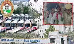 బస్ భవన్ వద్ద ఉద్రిక్తత.. టీజేఎంయూ ప్రధాన కార్యదర్శి  అరెస్ట్
