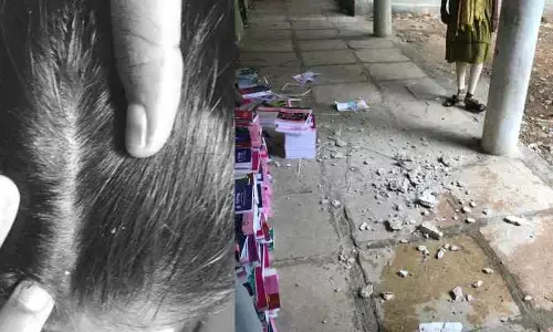 పై కప్పు పెచ్చులూడి విద్యార్థికి గాయాలు
