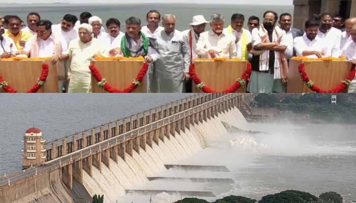 అట్టహాసంగా తుంగభద్ర కొత్త క్రస్ట్ గేట్ల ప్రారంభోత్సవం.. చేతులు కలిపి ఐక్యత చాటిన సీఎంలు