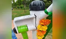 ఇందిరా పార్కులో కేంద్ర మంత్రి కిషన్ రెడ్డి రిబ్బన్ కట్ చేసిన కాసేపటికే పగుళ్లు!