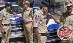 వారెవ్వా.. పోలీసులకే డ్రంక్ అండ్ డ్రైవ్ టెస్ట్..! సోషల్ మీడియాలో వీడియో వైరల్