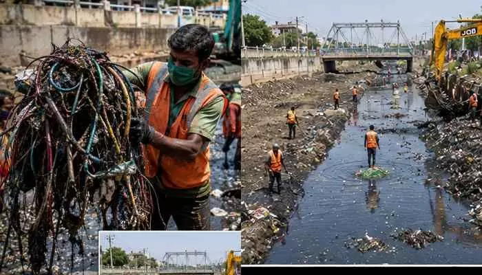 కేబుల్ వైర్లు, ప్లాస్టిక్ వ్యర్థాలు.. తీస్తున్న కొద్దీ పూడిక కేబుల్ వైర్లు, ప్లాస్టిక్ వ్యర్థాలు.. తీస్తున్న కొద్దీ పూడిక